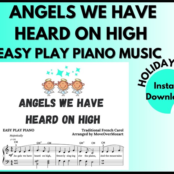 Engel, die wir gehört haben, Weihnachten Noten, Urlaubsmusik, Klavier Noten, Weihnachtsmusik, druckbare PDF, Sofort Download,