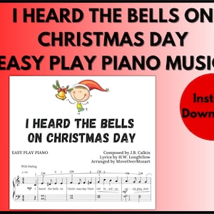 I Heard the Bells On Christmas Day, Christmas Sheet Music, Holiday Music, Piano Sheet Music, Xmas Music, Printable PDF, Instant Download