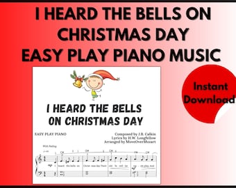 I Heard the Bells On Christmas Day, Christmas Sheet Music, Holiday Music, Piano Sheet Music, Xmas Music, Printable PDF, Instant Download