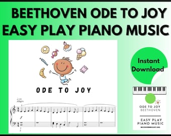 Beethoven Ode to Joy | Piano Sheet Music | Instant DIGITAL MUSIC DOWNLOAD | Beginner Piano/Adult Beginners | Easy piano pieces | pdf |