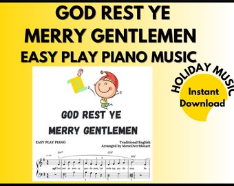 God Rest Ye  Merry Gentlemen, Christmas Sheet Music, Holiday Music, Piano Sheet Music, Xmas Music, Printable PDF, Instant Download,