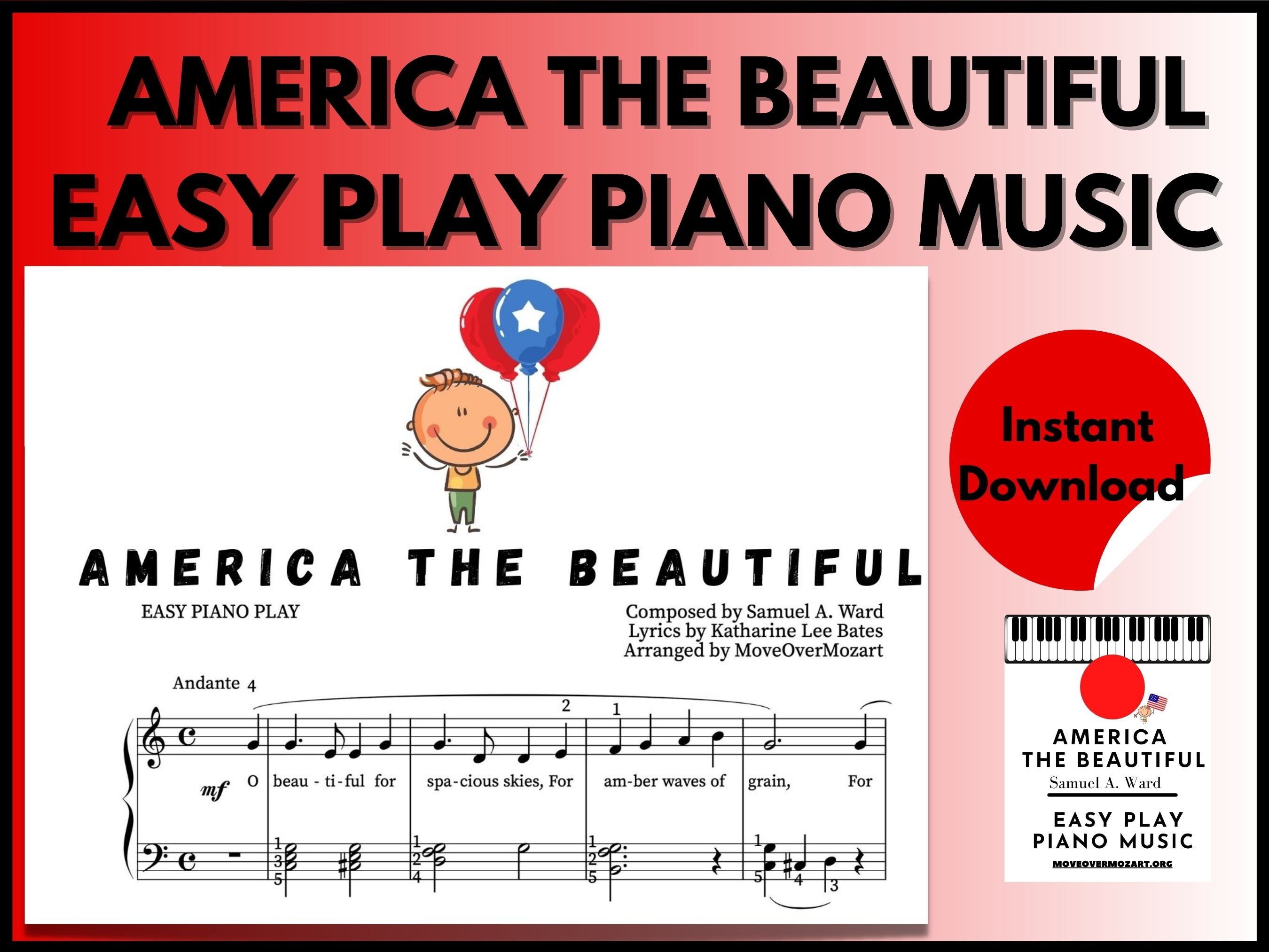 America The Beautiful Piano Sheet Music Instant Digital Etsy