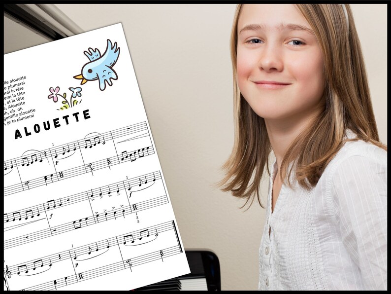 Alouette Piano Sheet Music Instant DIGITAL MUSIC DOWNLOAD Etsy