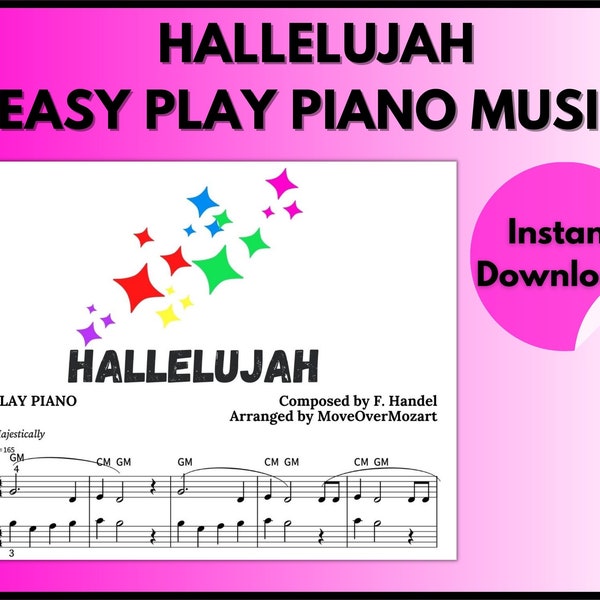 Hallelujah, Christmas Sheet Music, Holiday Music, Piano Sheet Music, Xmas Music, Printable PDF, Instant Download