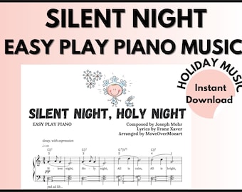 Silent Night, Christmas Sheet Music, Holiday Music, Piano Sheet Music, Xmas Music, Printable PDF Music, Instant Download