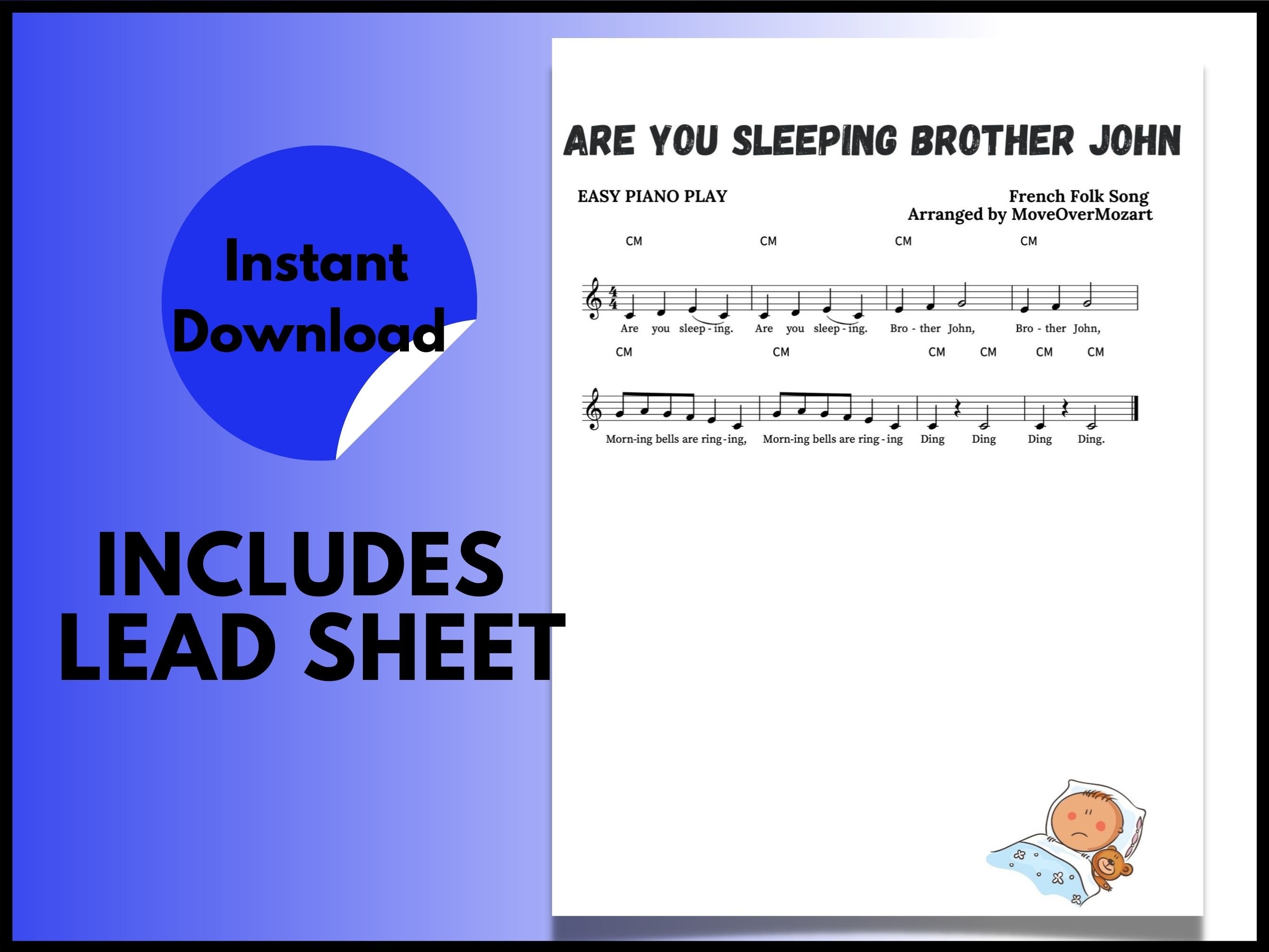 Piano Music Sheets Are You Sleeping brother John Instant DIGITAL MUSIC