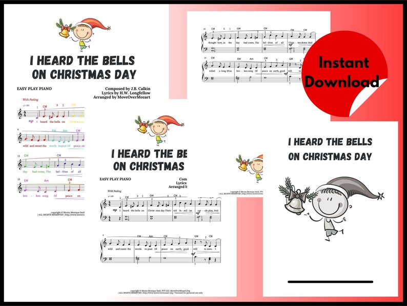 I Heard the Bells on Christmas Day, Christmas Sheet Music, Holiday ...