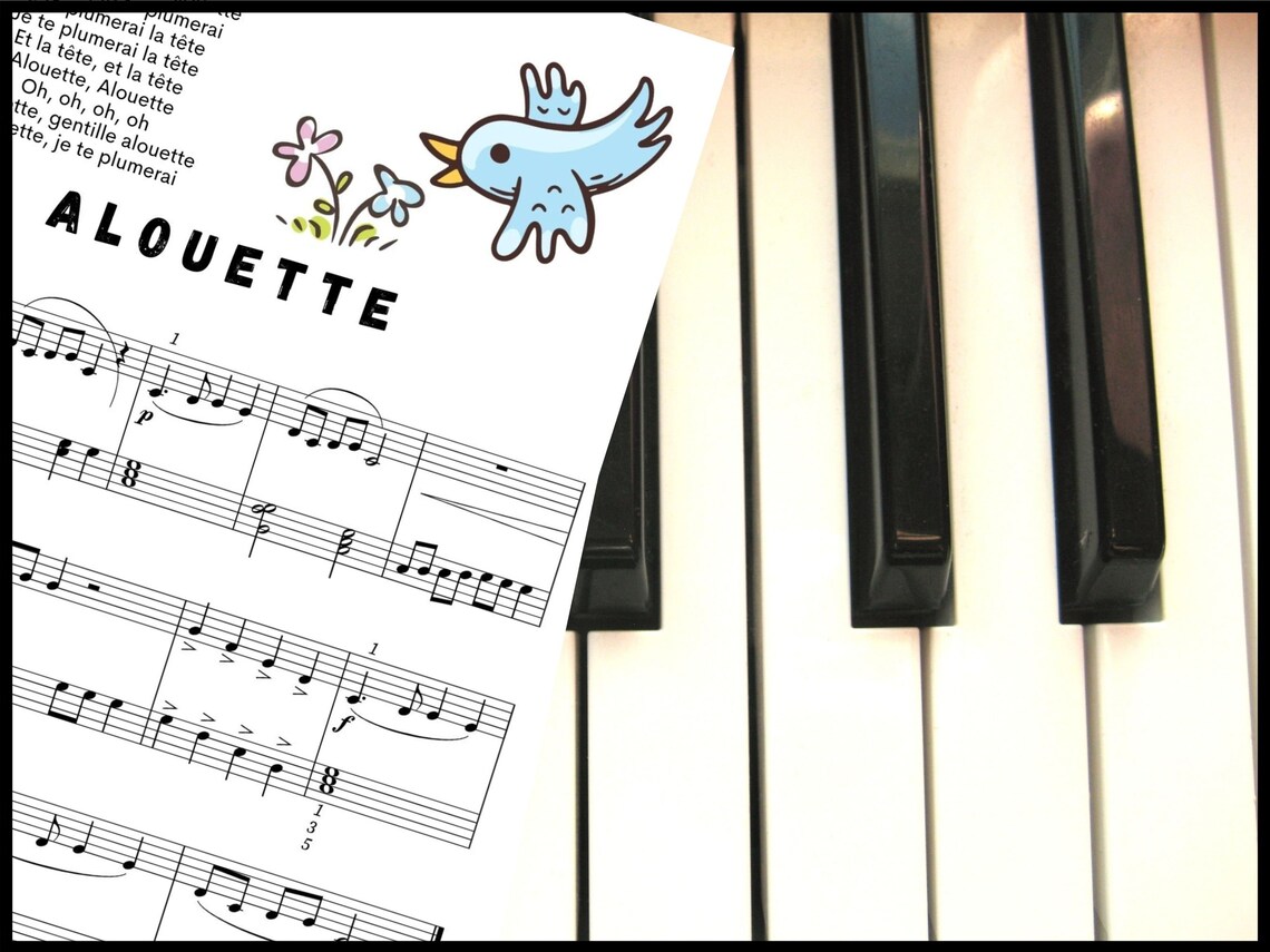 Alouette Piano Sheet Music Instant DIGITAL MUSIC DOWNLOAD Etsy