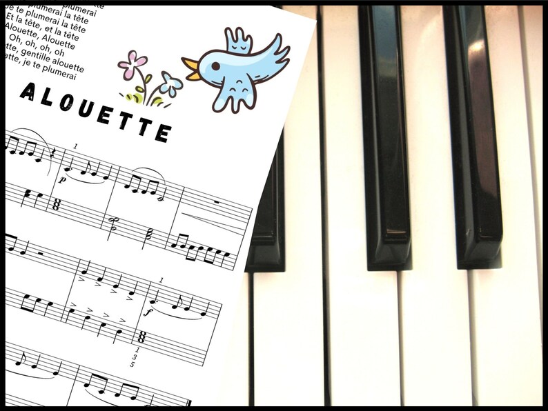 Alouette Piano Sheet Music Instant DIGITAL MUSIC DOWNLOAD Etsy