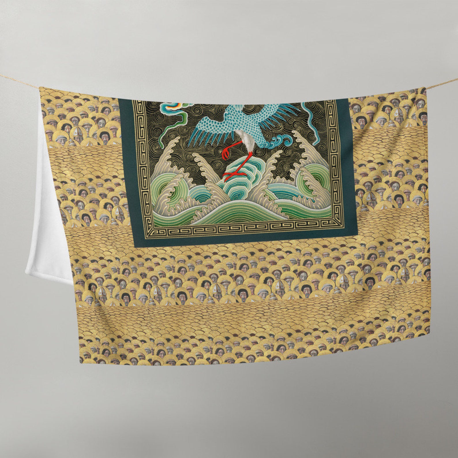 Medieval art Throw Blanket oriental Chinese blanket Medieval Etsy