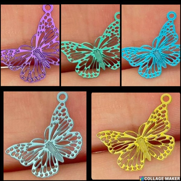 Jewelry Making/Butterfly/Multicolor Pendants/Embellishments/Jewelry DIY/Stainless Steel