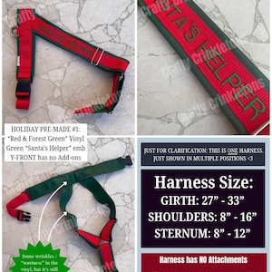 DISCOUNTED!!* PRE-MADE Holiday Embroidered y-front Dog Harnesses | Ready to Ship |Has Cosmetic flaws| select harness below- read description