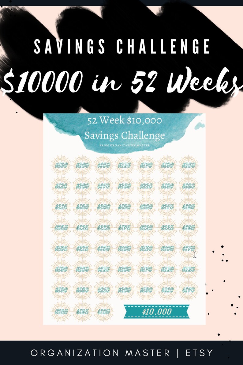 10K Savings Challenge Printable Save 10000 in 52 Weeks | Etsy