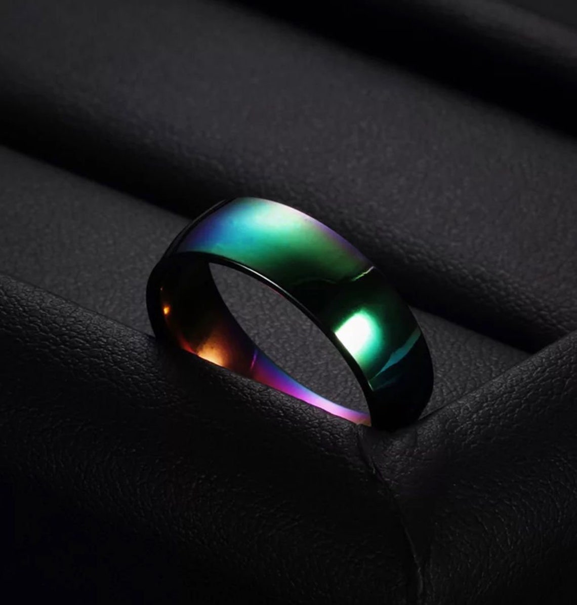 Stainless Steel Tungsten Carbide Rainbow Anodized Ring Etsy.de