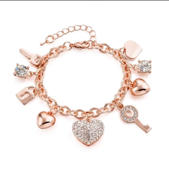 Swarovski Swavorski Crystal Heart Love Charm Silver Bracelet - 4 Charms