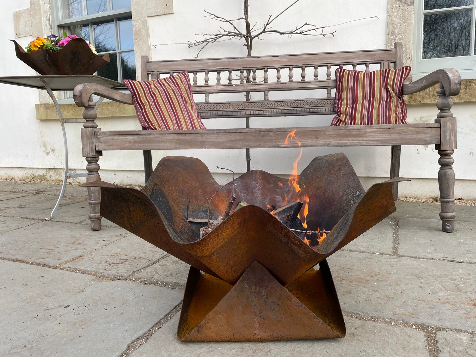 British Made Large Corten Steel Fire Pit by Flaneurs. Handmade Etsy