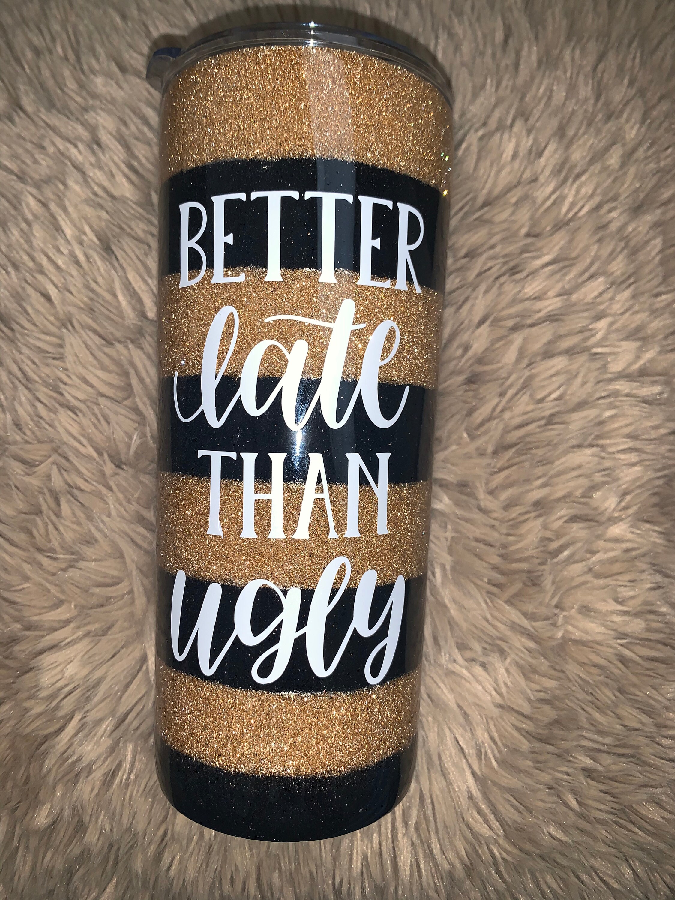 20oz Striped Glitter Tumbler Etsy