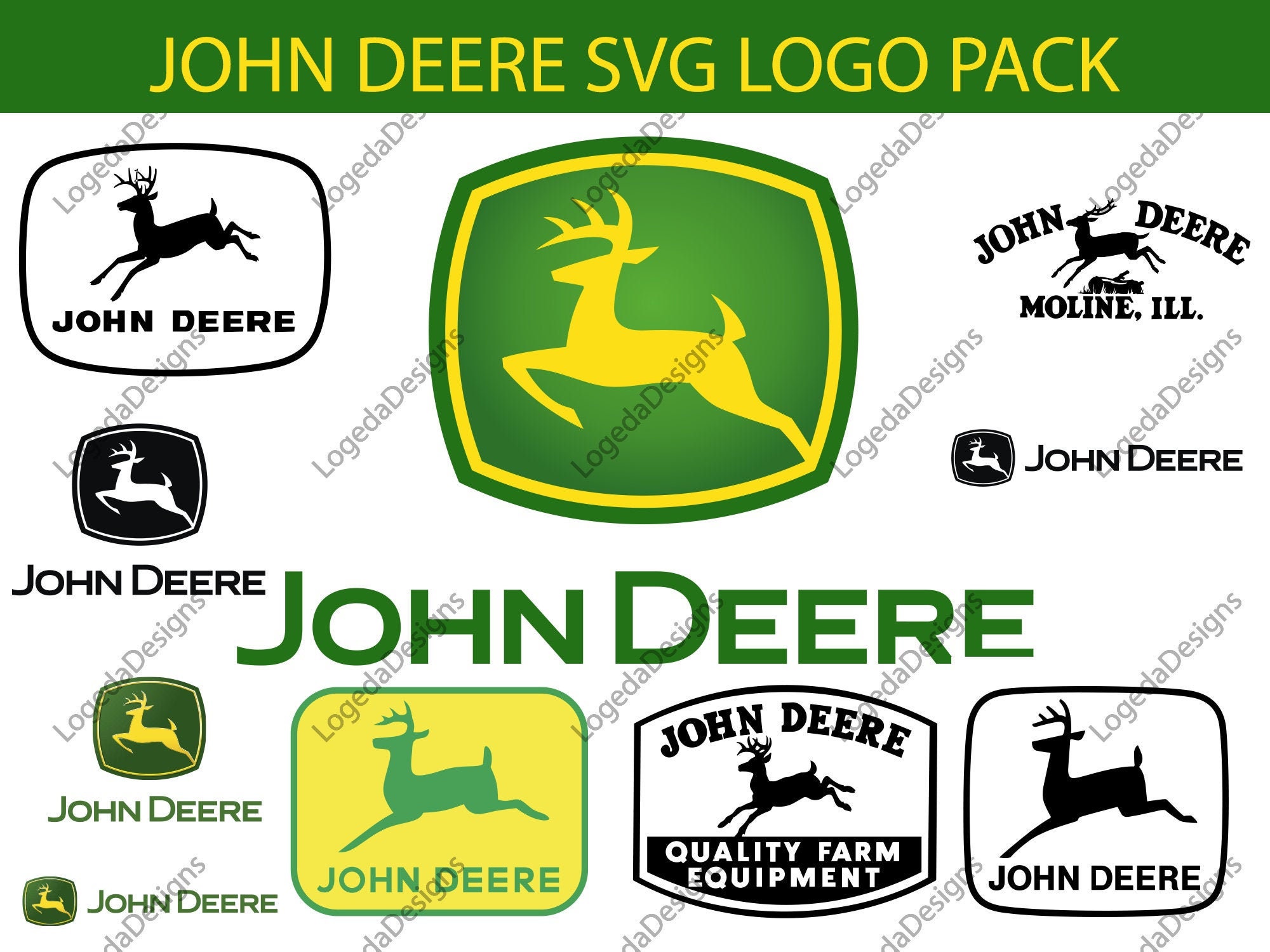 John Deere SVG Logo Pack John Deere Tracktor imprimible SVG Etsy