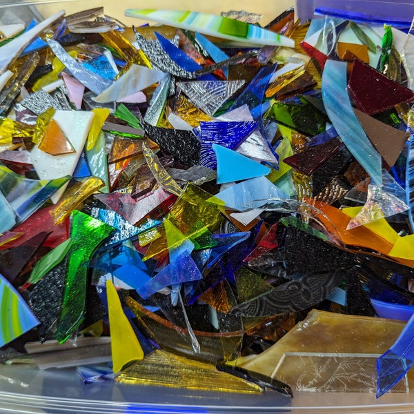TEN pounds scrap glass for mosaics, resin, jewelry - Assortment of types, colors, textures - SHIPS FREE!