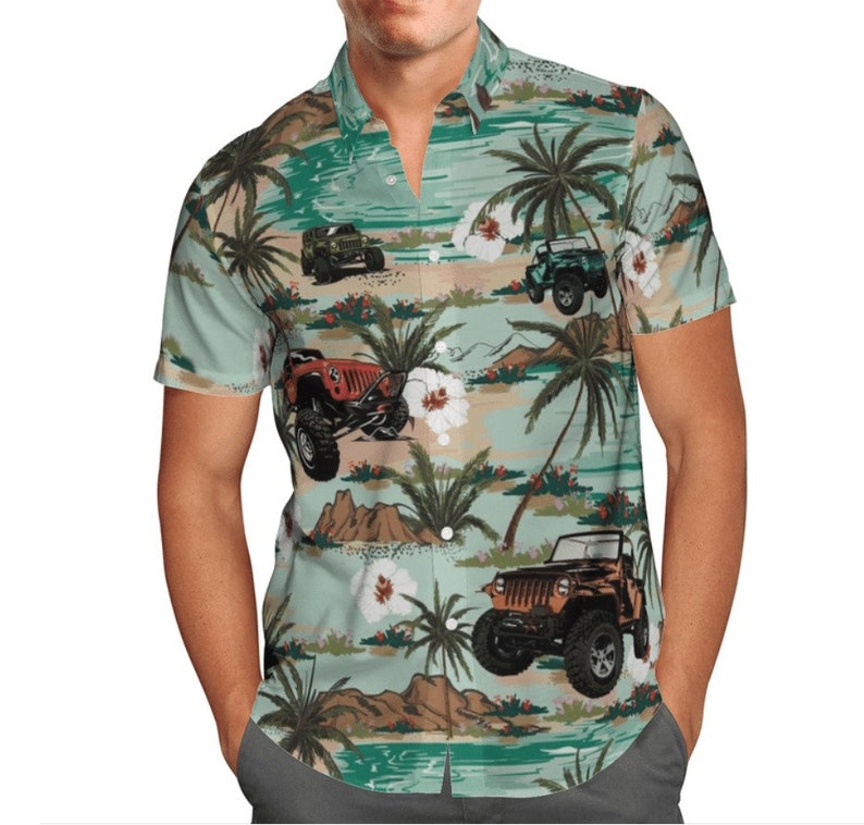 Jeep Tropical Pattern Hawaiian Shirt Jeep girl tee shirt Travel Gear Gift for him Gift for her Jeep girl Jeep Life