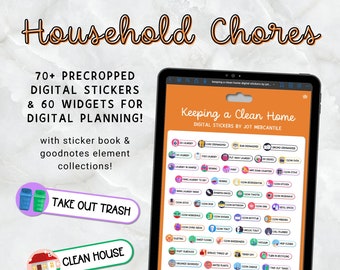Digital Stickers, GoodNotes Chore Stickers, Notability Stickers, Planner Stickers, Digital Planners, Digital Journal Stickers