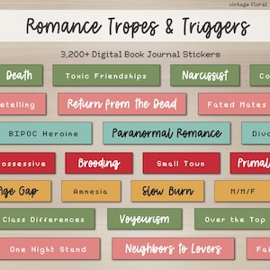 Digital Stickers, GoodNotes Stickers, Trope Stickers, Digital Planners, Digital Journal Stickers, Book Review, Notability Stickers