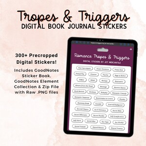 Digital Stickers, GoodNotes Stickers, Trope Stickers, Digital Planners, Digital Journal Stickers, Book Review, Notability Stickers