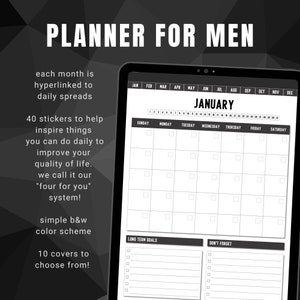 Undated Digital Planner for Men, Men&#39;s Undated GoodNotes Planner, Notability Calendar, Masculine Digital Planner, Undated Digital Calendar