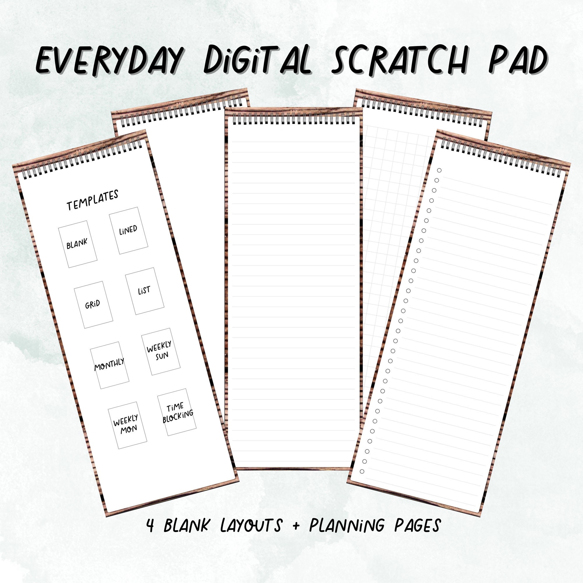 Portrait Skinny Digital Note Pad, Goodnotes Notebook, Notability