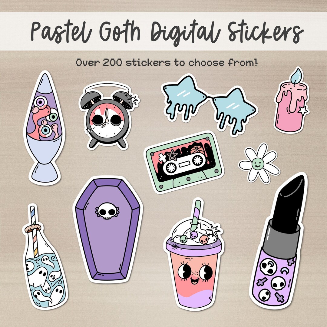 Pastel Goth Digital Stickers for Goodnotes, Halloween Theme (PNG) - Etsy