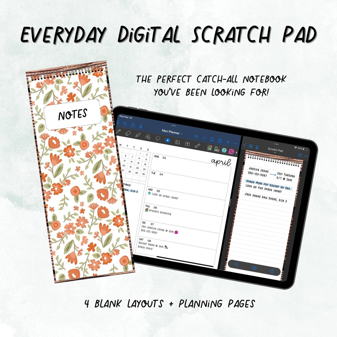 Portrait Skinny Digital Note Pad, Goodnotes Notebook, Notability