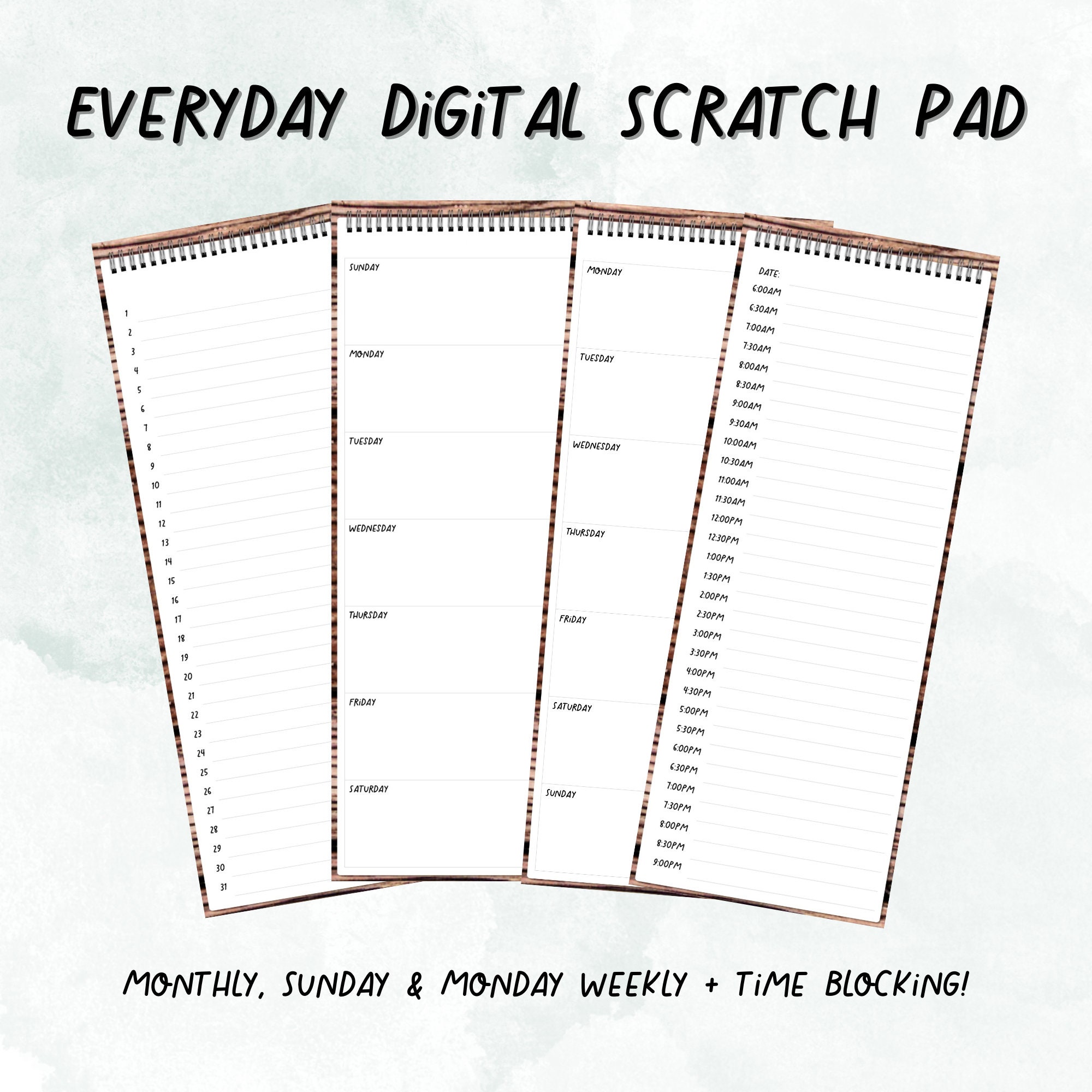 Portrait Skinny Digital Note Pad, Goodnotes Notebook, Notability