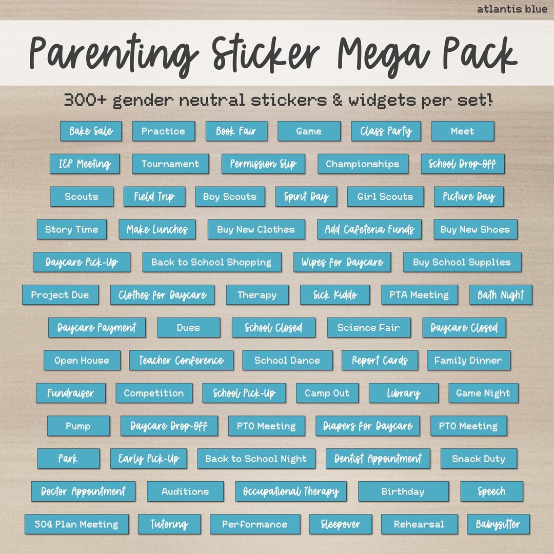 Parenting Digital Stickers Mega Pack, Goodnotes Planner (digital ...