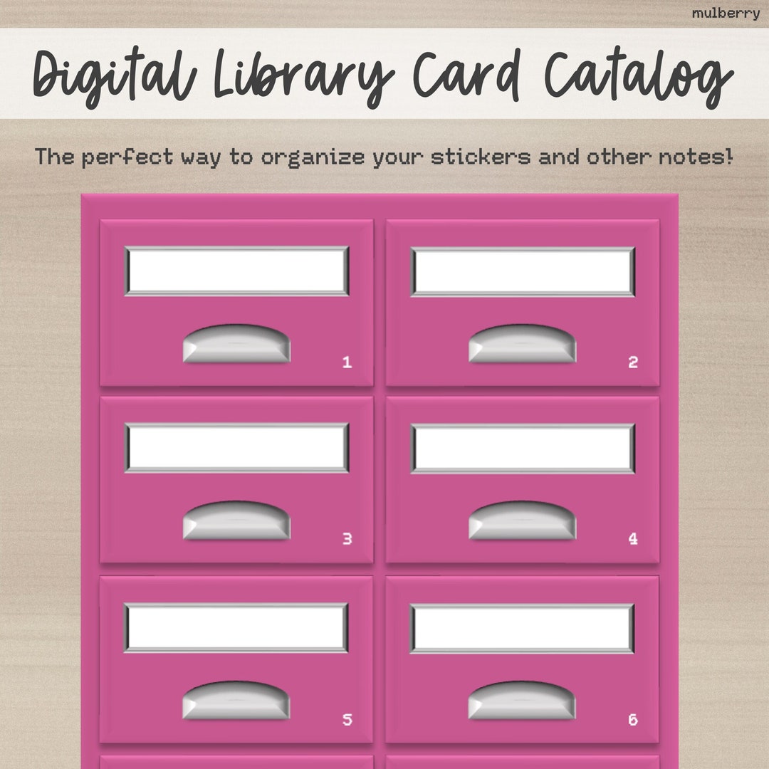 Mulberry Digital Library Card Catalog for Goodnotes, Notability (PDF ...