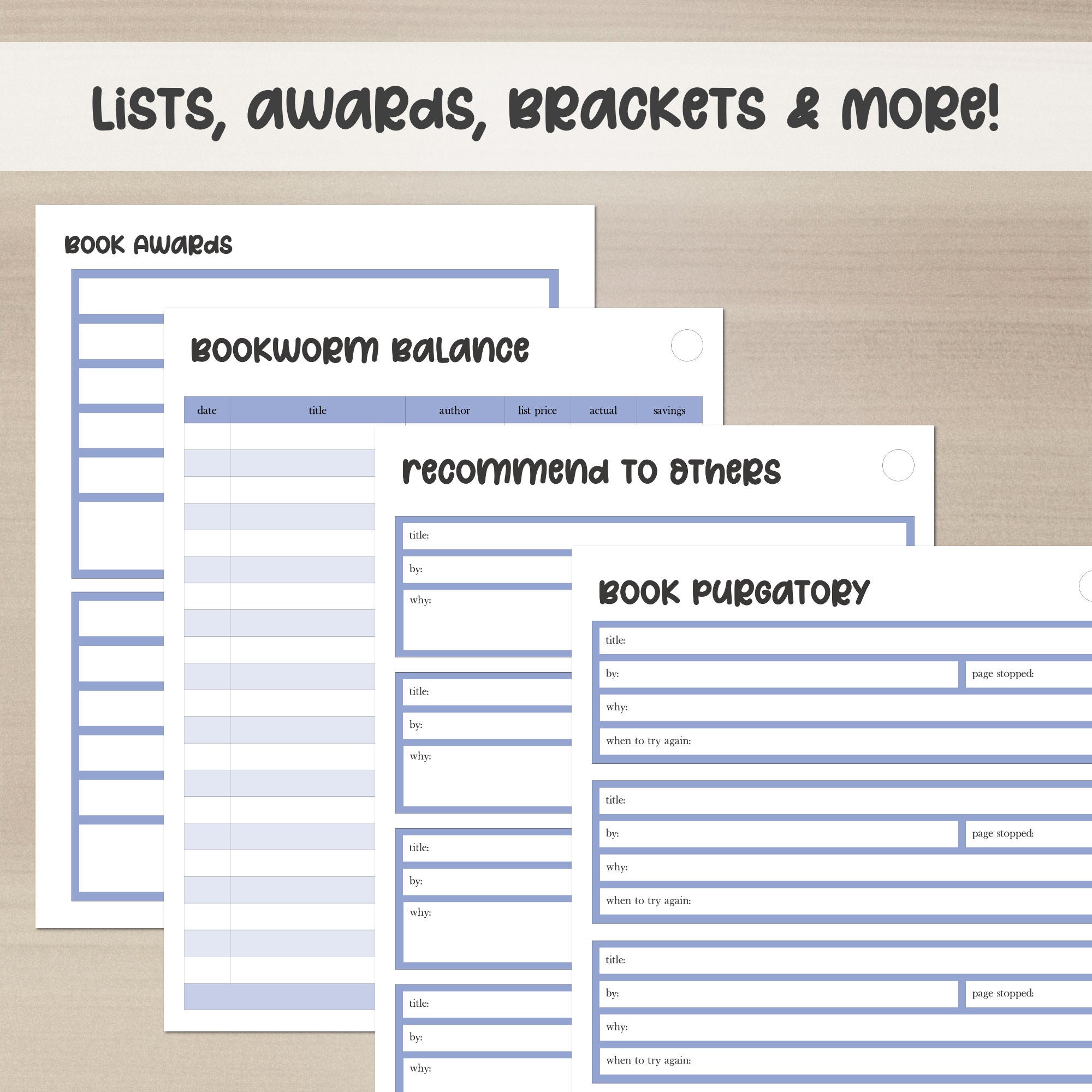 Book Review Journal Printable Book Journal Digital Book Journal