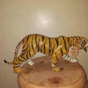 Vintage MCM Large Leather Wrapped Big Cat Tiger Statue Figure