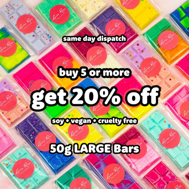Wax Melts - Snap Bars - Soy Wax Melts 50g - Strong Highly Scented For Oil Burner - Vegan & Cruelty Free - Soy Wax - Home Fragrance