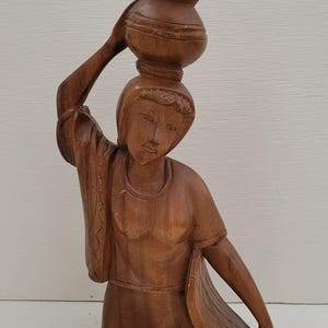 Vintage Hand Carved Wood Statue Sculpture Woman&#39;s Body
