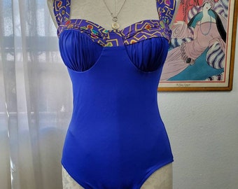 One piece bikini from the 80s, royal blue size 10