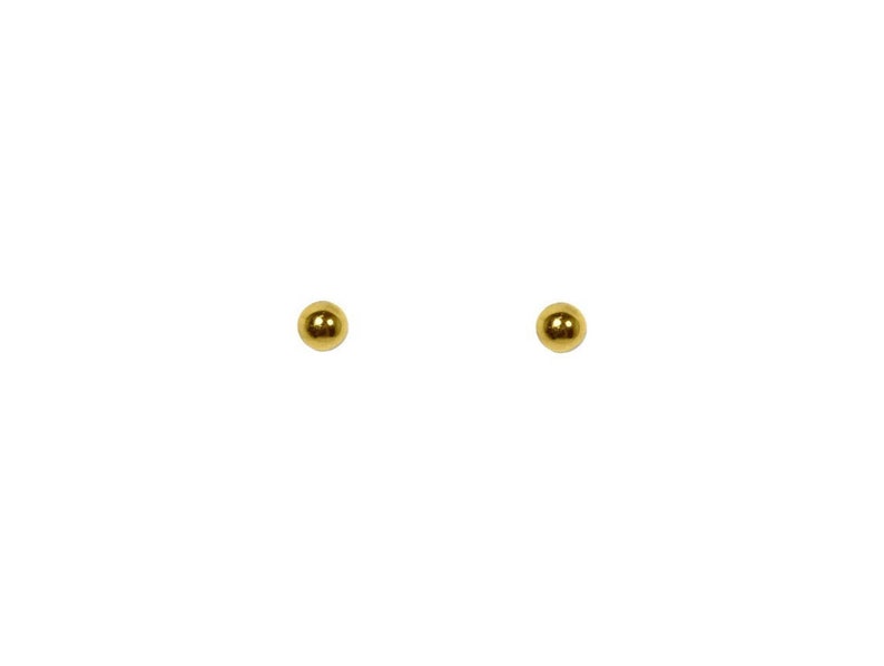 Vintage 1990's Gold Plated Simple Sphere Ball Stud Earrings Multiple Sizes: Tiny 2mm / Small 3mm / Medium 4mm image 1