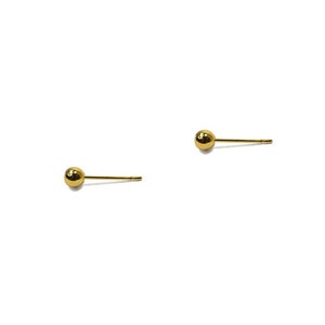 Vintage 1990's Gold Plated Simple Sphere Ball Stud Earrings Multiple Sizes: Tiny 2mm / Small 3mm / Medium 4mm image 2