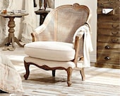 French solid wood rattan single CHAIR Retro High Back sofa