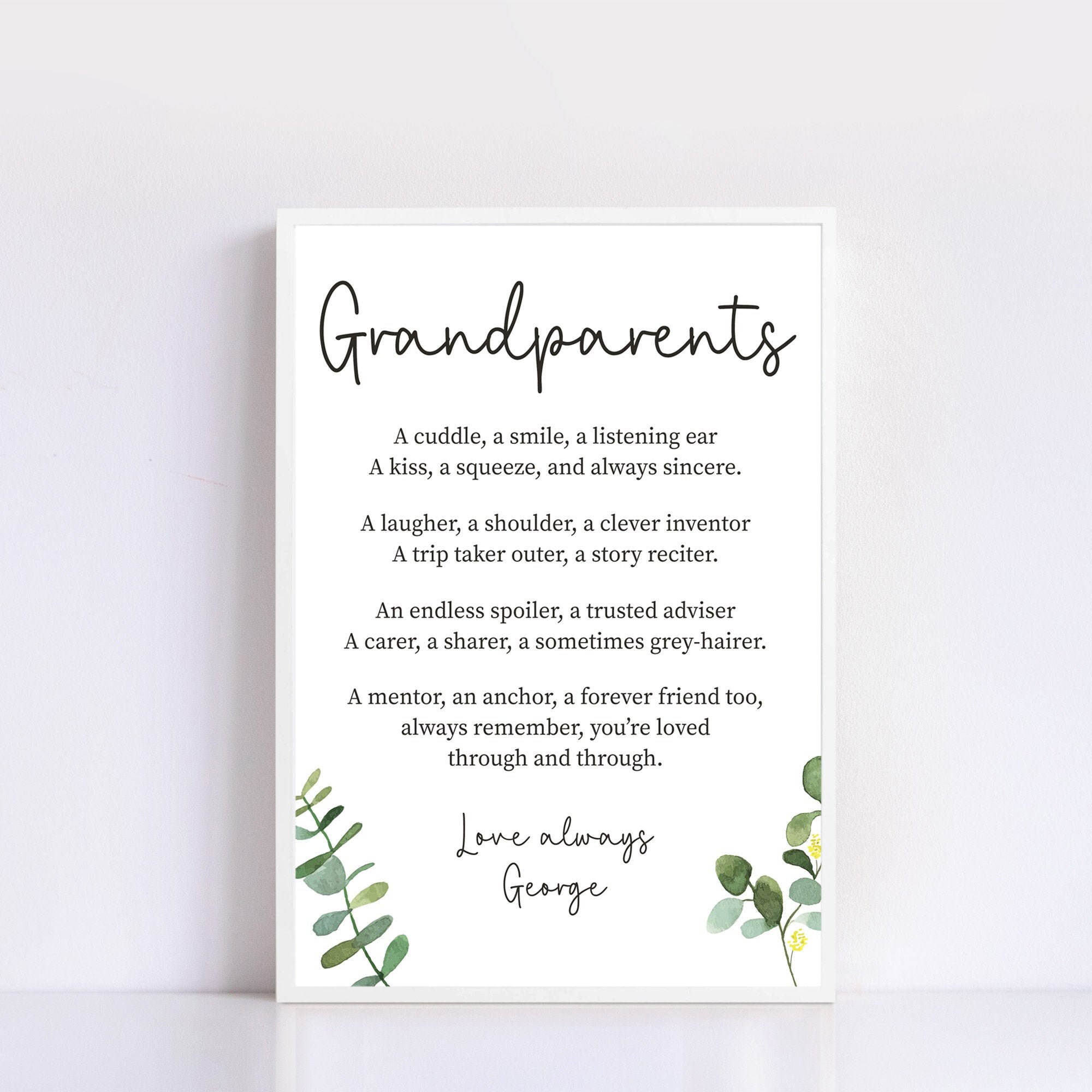 Großeltern Gedicht Druck Geschenk für Weihnachten Etsy