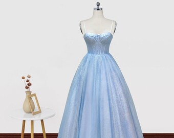Sweetheart Neck Sky Blue Tulle Long Prom Dresses Light Blue Long Formal Graduation Dresses Etsy