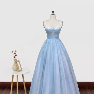 laylatailorshop02 LTP0596,Blue Tulle Long Prom Dress Blue Tulle Evening Dress Sparkle Prom Dresses 20 W / As Picture