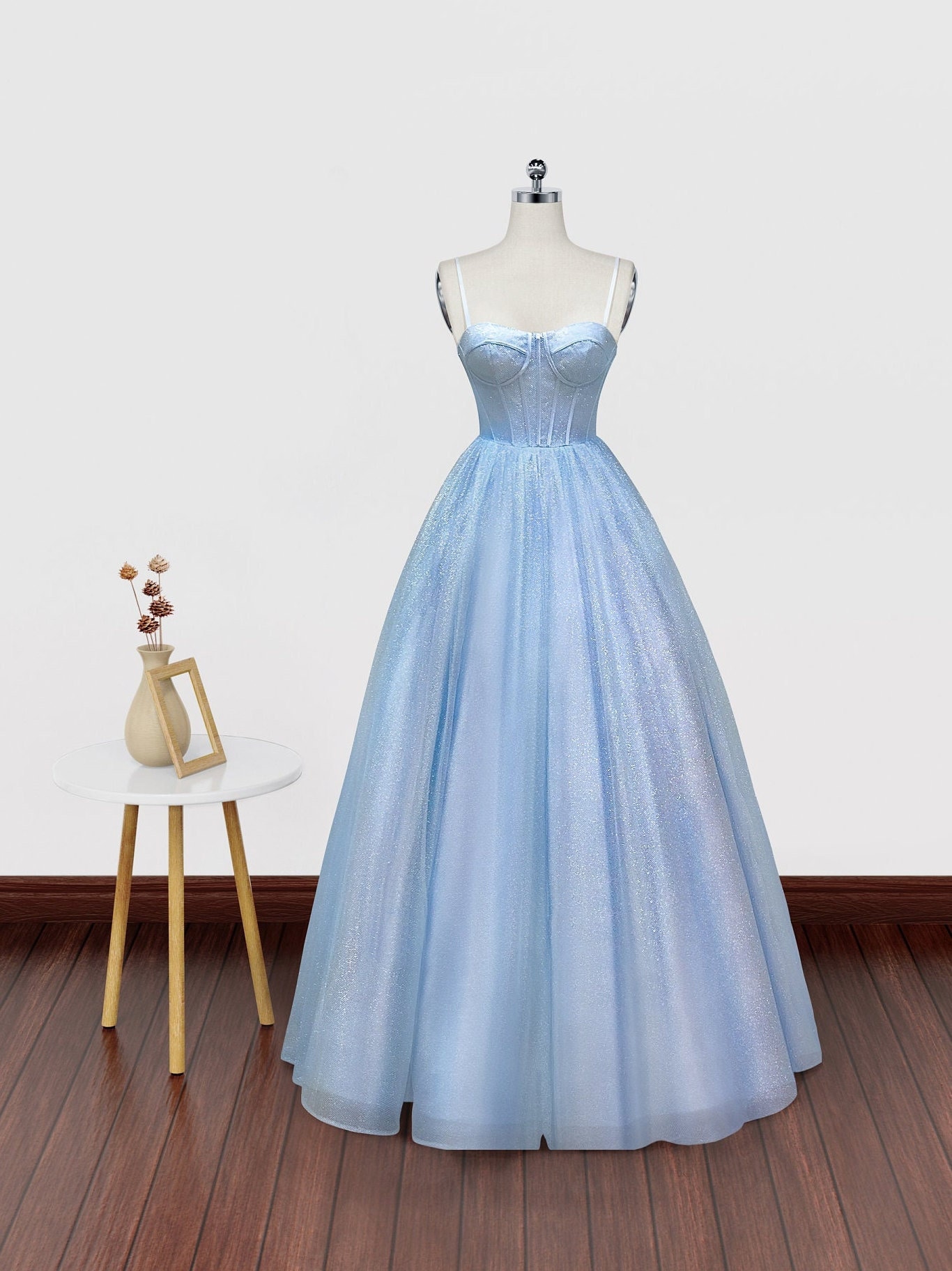 formal light blue dress
