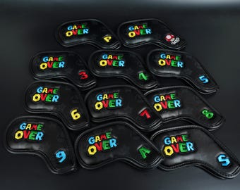 Game Over Magnetic Iron Golf Headcover 11 PCS Fit All Brands And Models