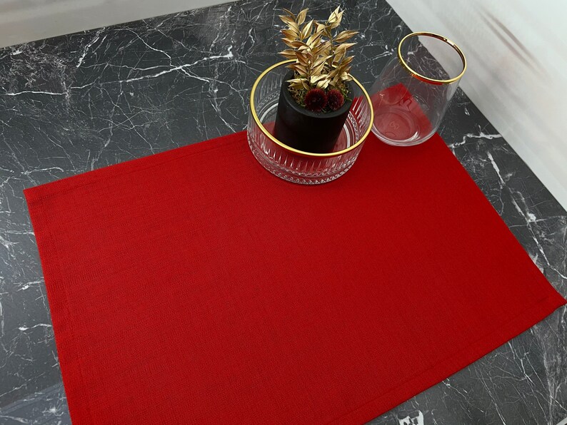 Fabric Placemat Red Placemat Modern Placemats Washable Etsy