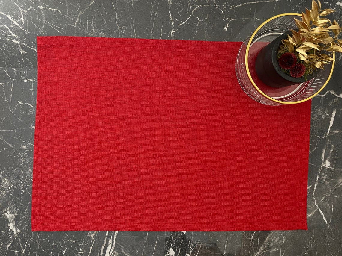 Fabric Placemat Red Placemat Modern Placemats Washable Etsy