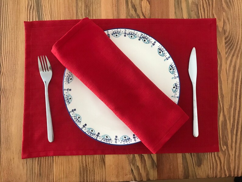 Fabric Placemat Red Placemat Modern Placemats Washable Etsy